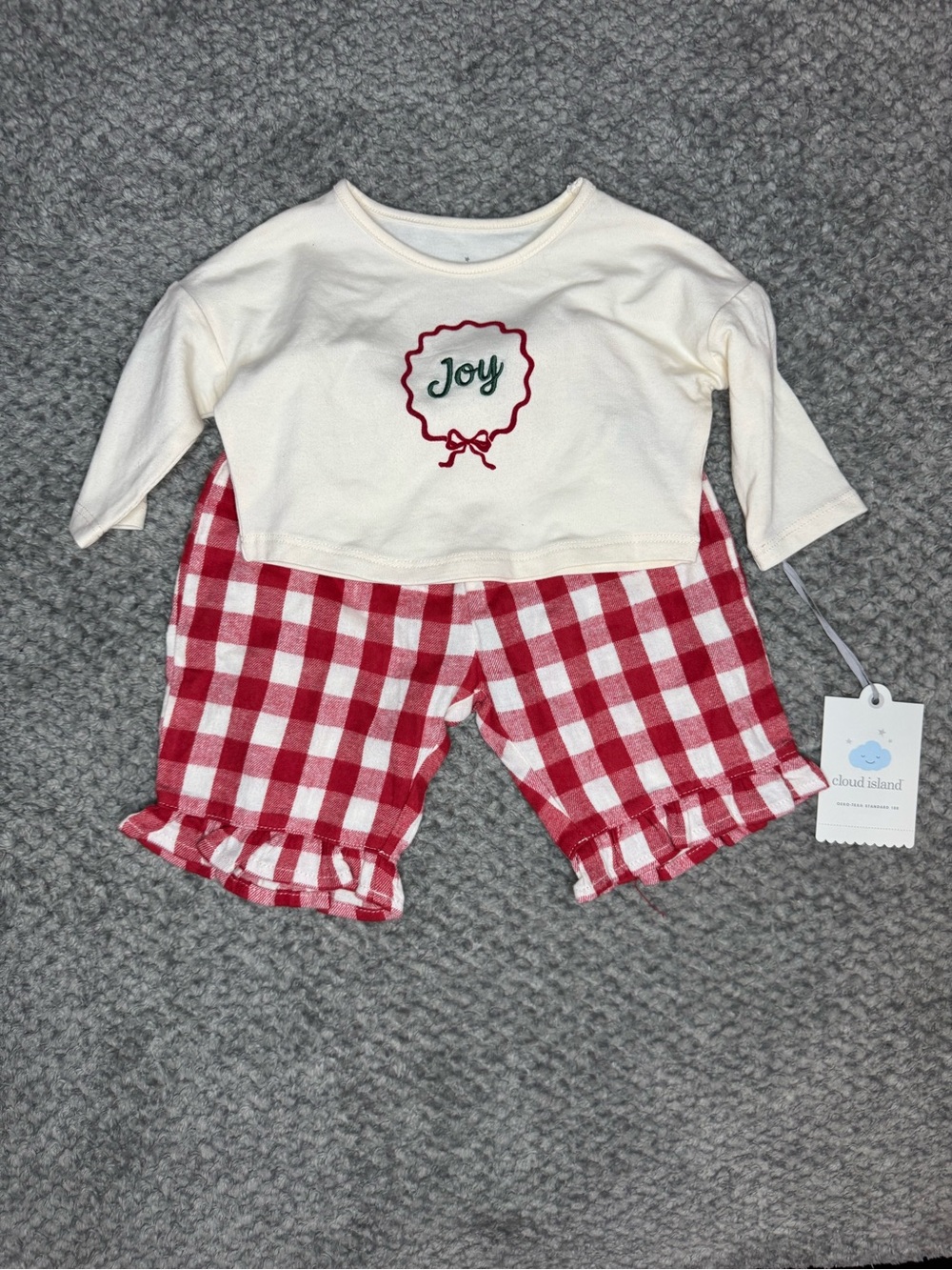Cloud Island Baby Girls Holiday 2pc Christmas Outfit Set - Red/White Newborn NWT